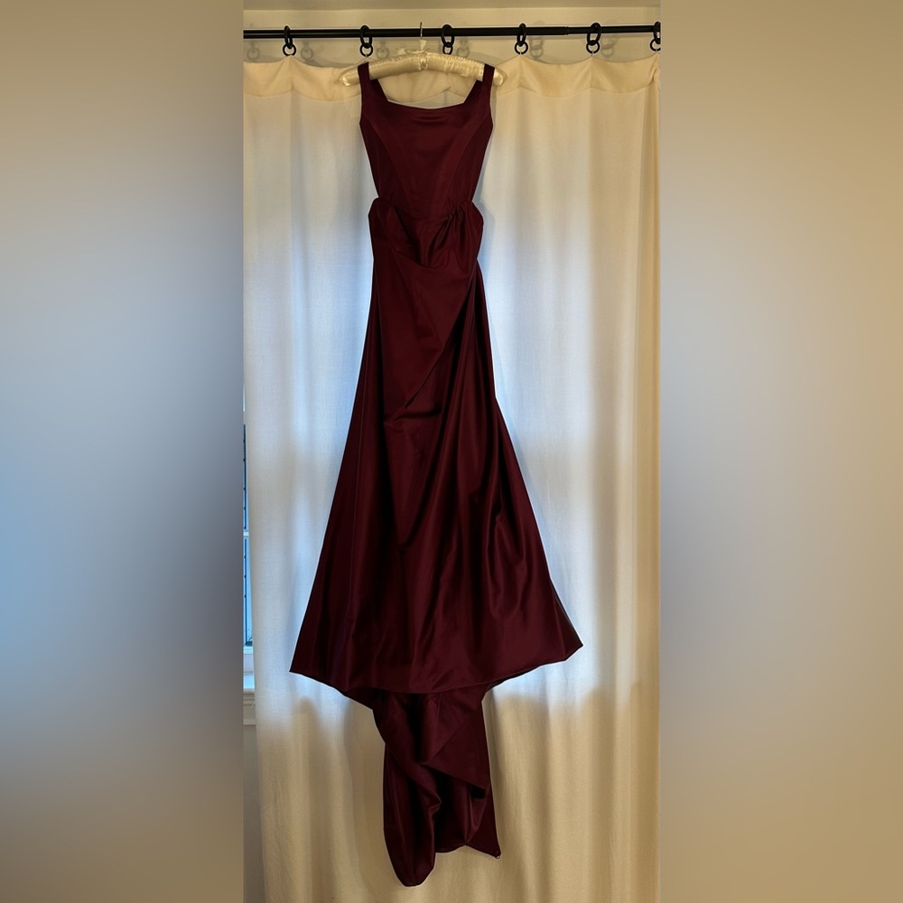 Vivienne Westwood Off-Shoulder Plum Satin Evening Gown - Picture 6 of 14